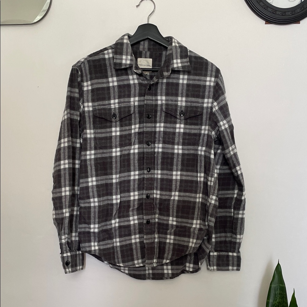 American Eagle Outfitters Gray and White Plaid Shirt